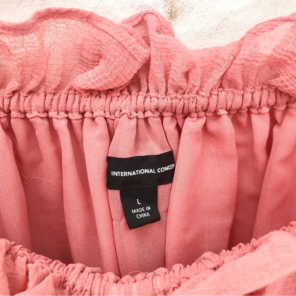INC International Concepts Sheer Off The Shoulder Blouse • Sz L • Coral Pink EUC - Picture 4 of 10
